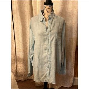 Tahari seaglass linen button down